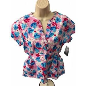FLEX WOMENS SCRUB TOP‎ SMALL PINK